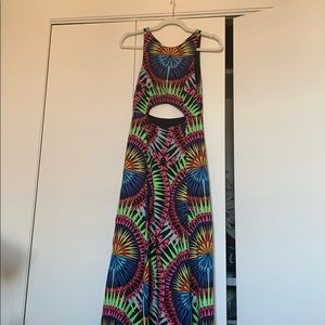 Mara Hoffman Blue Pink Halter Sundress Resort Maxi